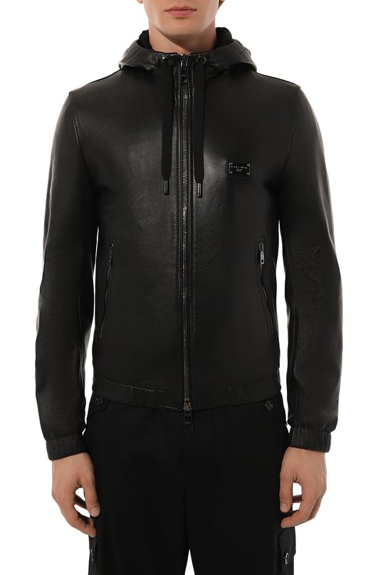 Кожаный бомбер Dolce & Gabbana G9ZY6L/HULR0 Чёрный  G9ZY6L/HULR0 Фото 3