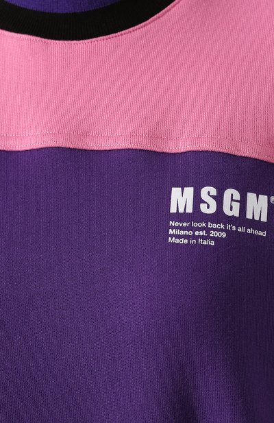 Хлопковый свитшот MSGM фиолетового цвета по цене 19950 руб., арт. 2841MDM69 207299, фото 5 Хлопковый свитшот MSGM, арт. 2841MDM69 207299, фото 5