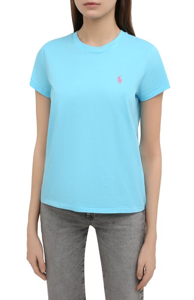Хлопковая футболка POLO RALPH LAUREN голубого цвета по цене 8995 руб., арт. 211847073, фото 3 Хлопковая футболка POLO RALPH LAUREN, арт. 211847073, фото 3