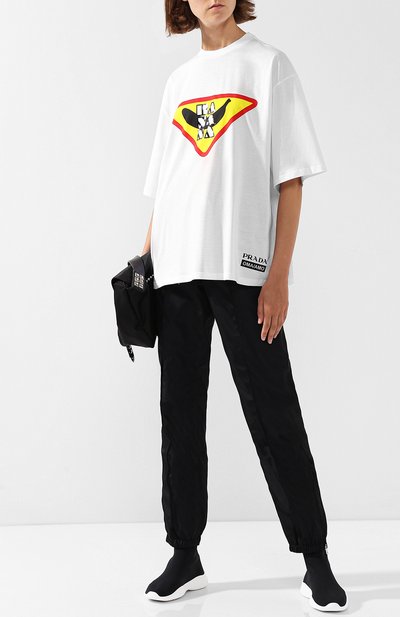 Хлопковая футболка с круглым вырезом и принтом PRADA, арт. 35976-1SEX-F0009, фото 2
