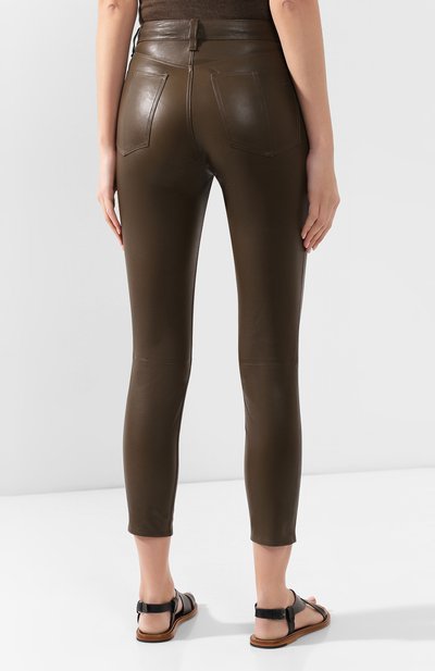 Кожаные брюки RAG AND BONE хаки цвета по цене 99500 руб., арт. WAW19F7049LF49, фото 4 Кожаные брюки RAG AND BONE, арт. WAW19F7049LF49, фото 4