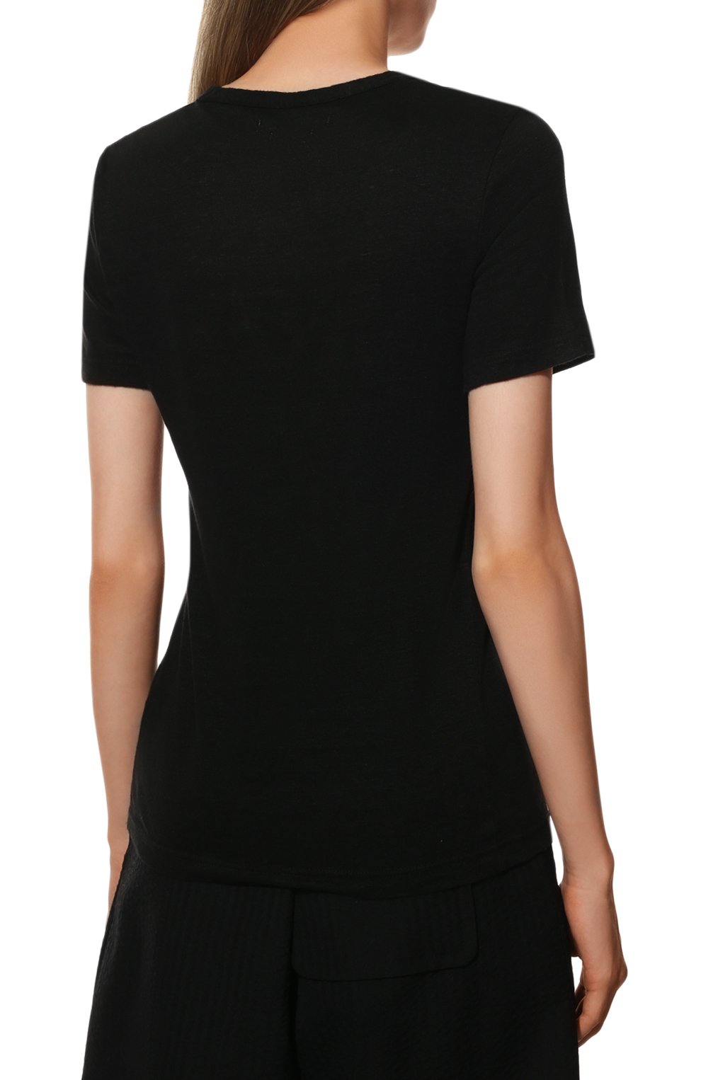 Льняная футболка ISABEL MARANT ETOILE черного цвета по цене 15150 руб., арт. TS0378-00M004E/KILIANN, фото 4 Льняная футболка ISABEL MARANT ETOILE, арт. TS0378-00M004E/KILIANN, фото 4