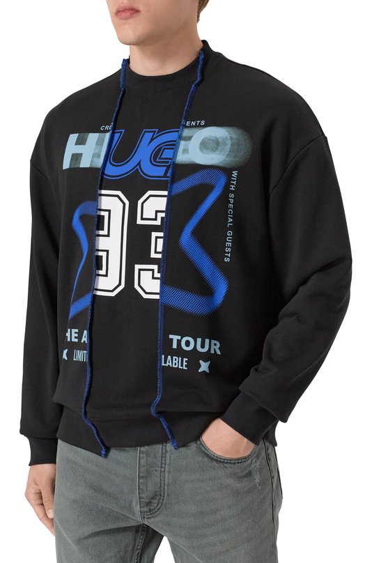 Хлопковый свитшот HUGO Blue 50544212 Чёрный  50544212 Фото 3