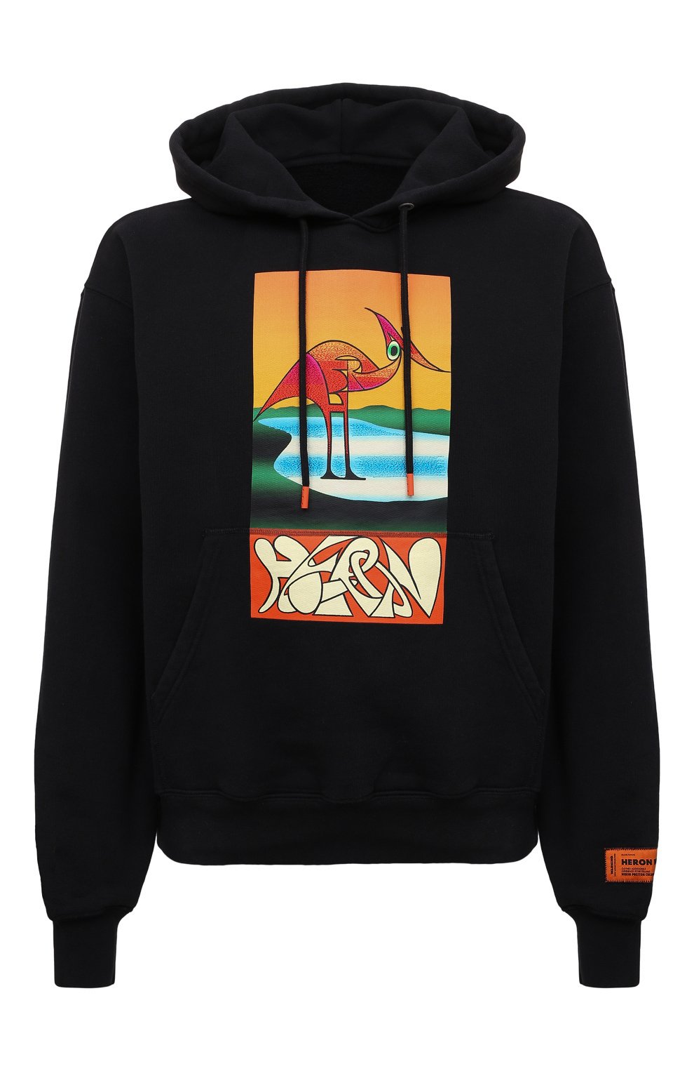 Хлопковое худи HERON PRESTON черного цвета по цене 56200 руб., арт. HMBB017S22JER0061020, фото 1 Хлопковое худи HERON PRESTON, арт. HMBB017S22JER0061020, фото 1