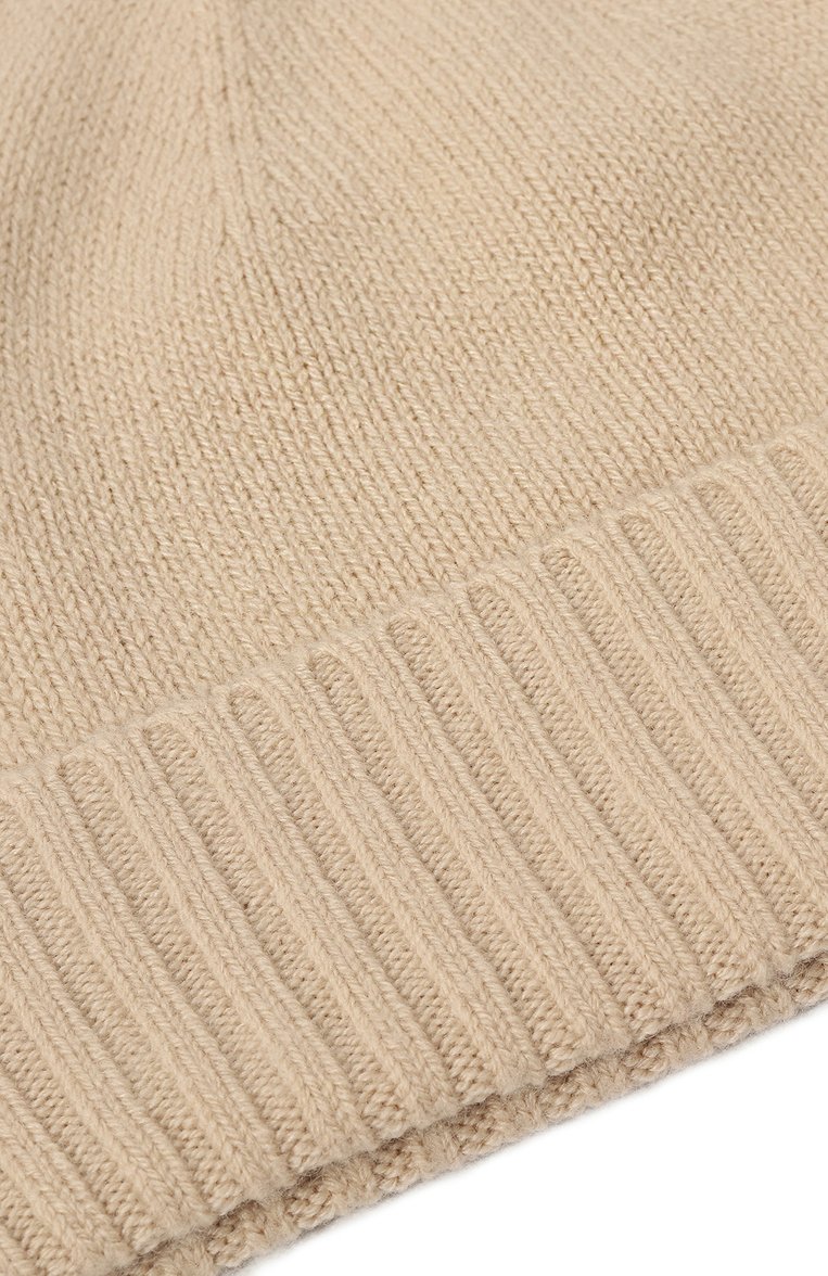 Женская кашемировая шапка ALLUDE бежевого цвета, арт. 235/11245 | Фото 4 (Материал: Текстиль, Кашемир, Шерсть; Материал сплава: Проставлено; Нос: Не проставлено)