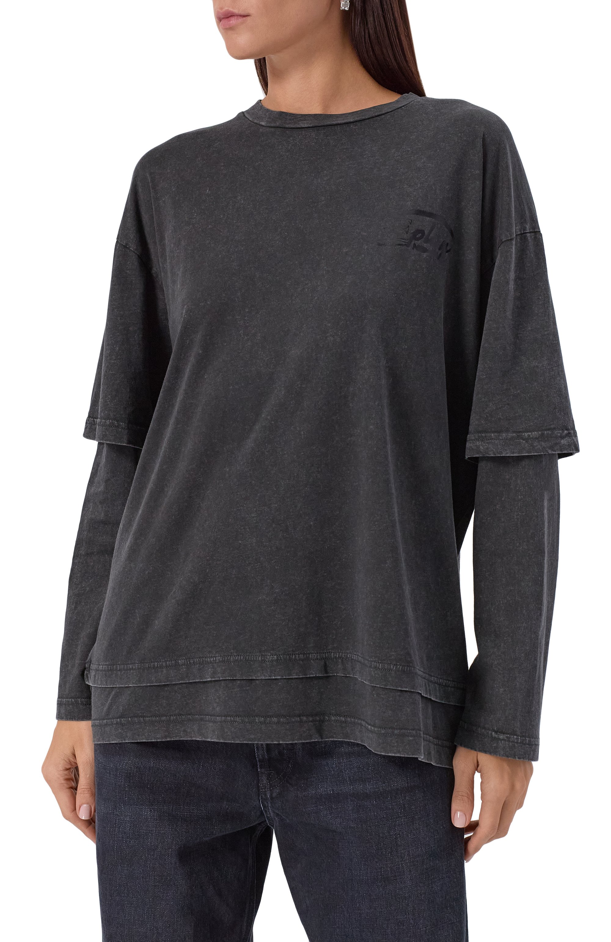 Хлопковый лонгслив REPLAY темно-серого цвета по цене 9950 руб., арт. W3448 .000.22658HM, фото 3 Хлопковый лонгслив REPLAY, арт. W3448 .000.22658HM, фото 3