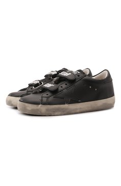 Детские кожаные кеды GOLDEN GOOSE DELUXE BRAND черного цвета, а�рт. GJF00111.F000419 | Фото 1 (Мальчики Кросс-КТ: Обувь-низкие; Материал внутренний: Натуральная кожа; Материал сплава: Проставлено; Нос: Не проставлено; Кросс-КТ: велькро; Длина стельки: 14, 15, 15,5, 16, 17)