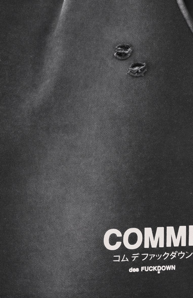 Женские хлопковые шорты COMME DES FUCKDOWN темно-серого цвета, арт. CFABW01238 | Фото 6 (Материал внешний: Хлопок; Длина Ж (юбки, платья, шорты): Мини; Стили: Гранж; Автоматизация ТО: Проставлено; Автоматизация состава: Проставлено)