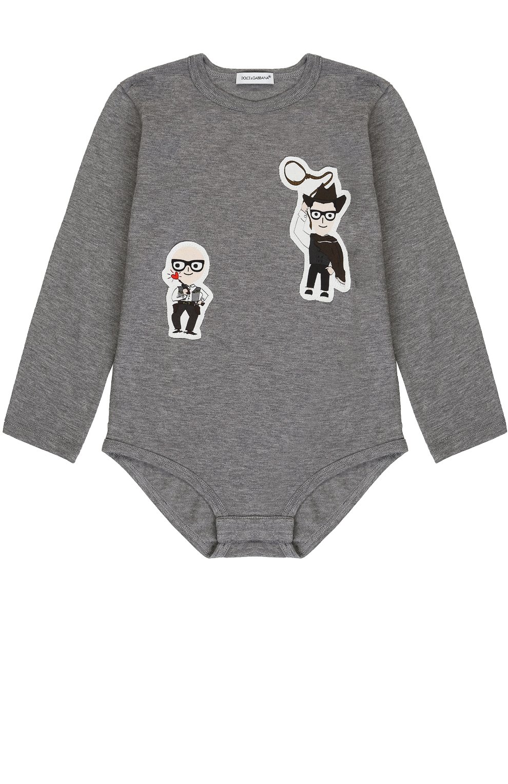 Комплект из хлопкового боди с аппликациями и нагрудника с принтом DOLCE & GABBANA, арт. 0131/L1J0J6/G7JAC, фото 2