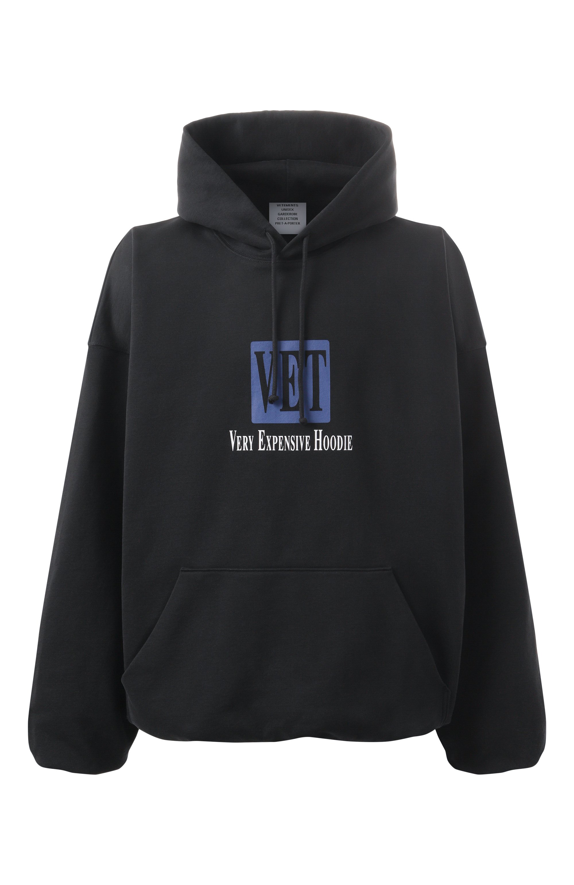 Хлопковое худи VETEMENTS черного цвета по цене 91950 руб., арт. UA66HD640B, фото 1 Хлопковое худи VETEMENTS, арт. UA66HD640B, фото 1