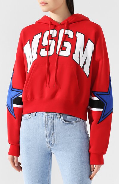 Хлопковый пуловер MSGM красного цвета по цене 35550 руб., арт. 2641MDM87Y 195299, фото 3 Хлопковый пуловер MSGM, арт. 2641MDM87Y 195299, фото 3