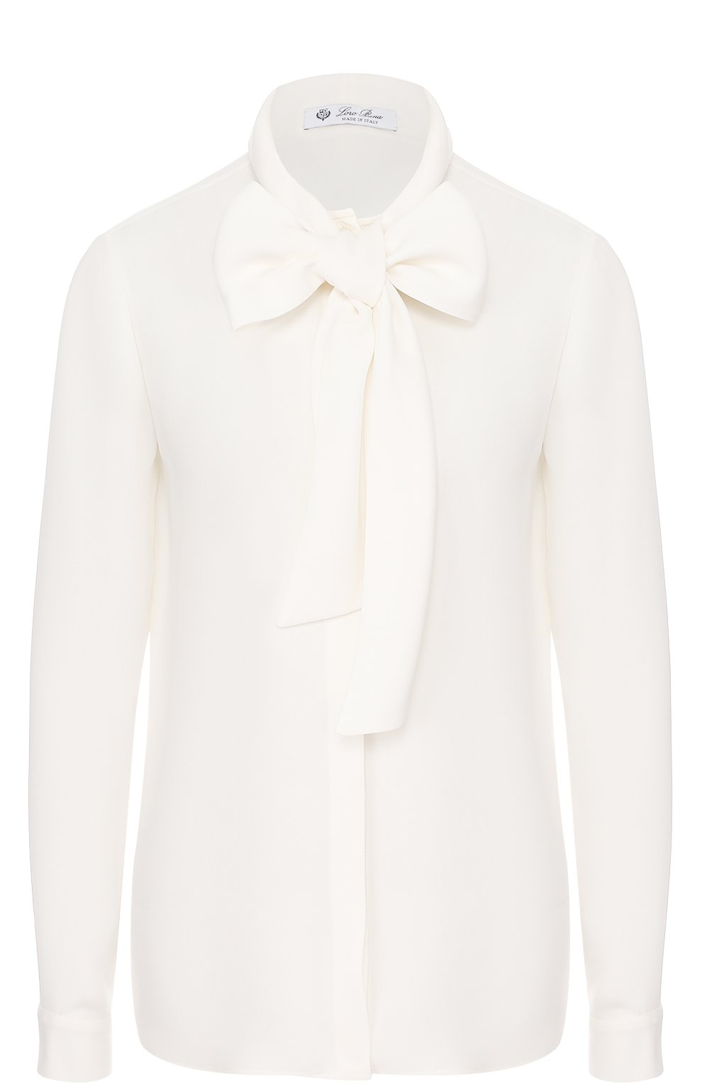 Однотонная шелковая блуза с воротником аскот LORO PIANA, арт. FAG3305, фото 1