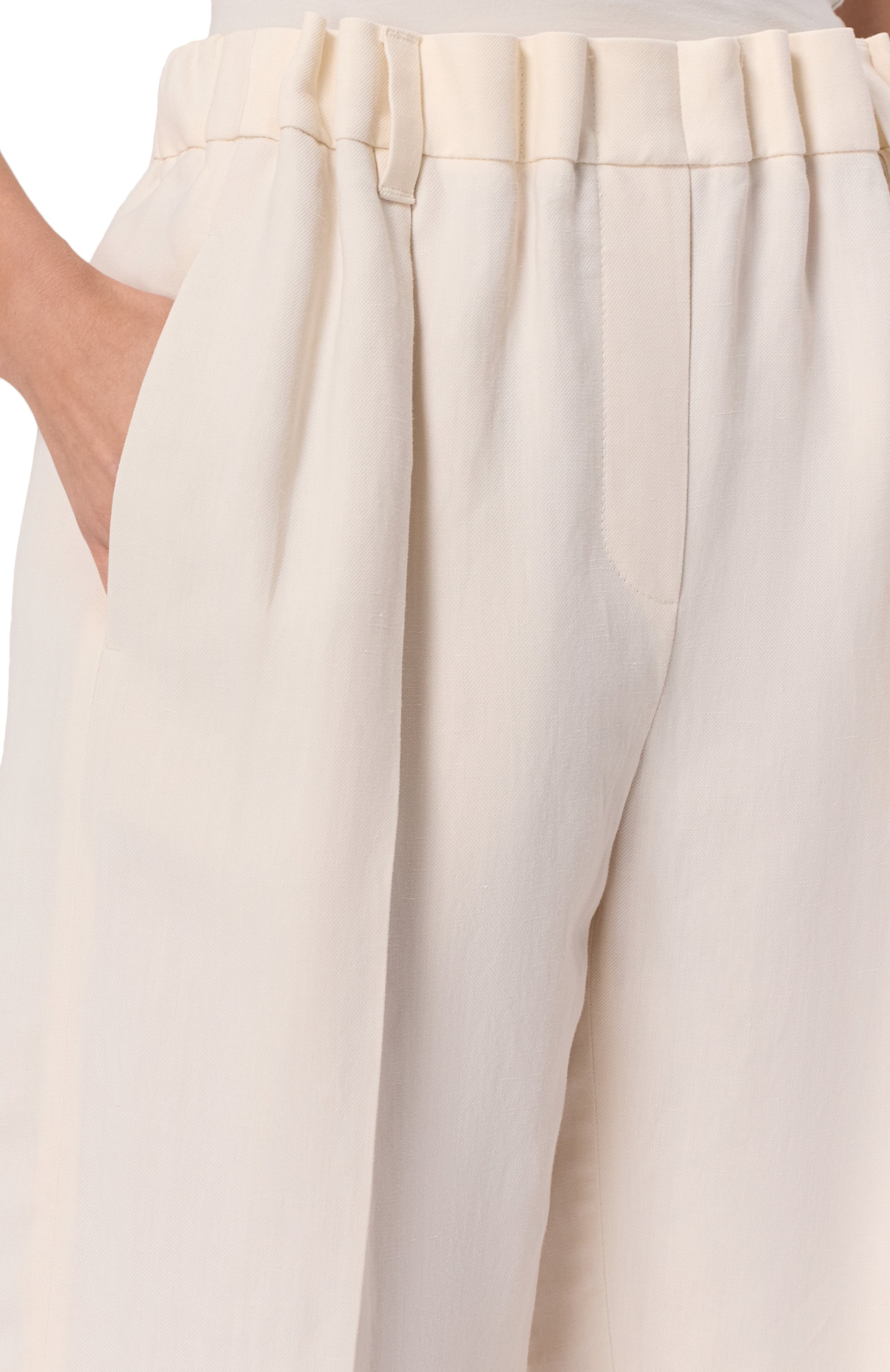 Шорты из вискозы и льна BRUNELLO CUCINELLI кремового цвета по цене 112500 руб., арт. MH126P8612, фото 5 Шорты из вискозы и льна BRUNELLO CUCINELLI, арт. MH126P8612, фото 5