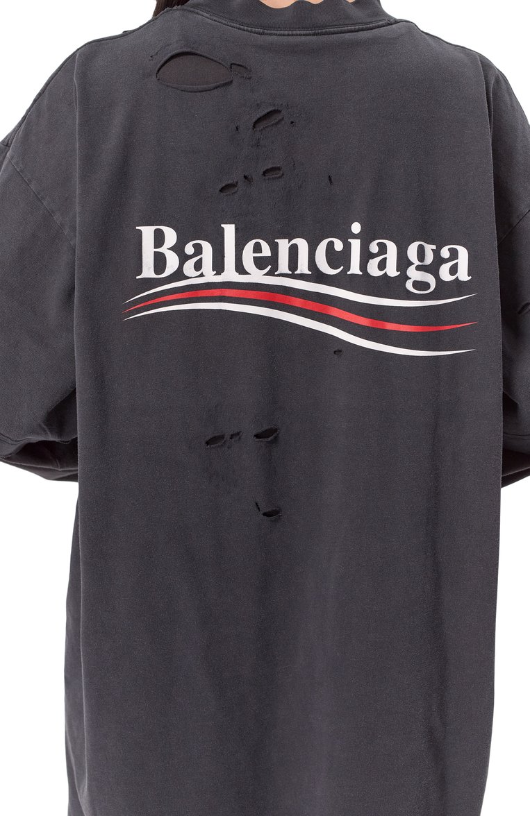 Женская хлопковый лонгслив BALENCIAGA черного цвета, арт. 818555/TRVK8 | Фото 5 (Рукава: Длинные; Материал внешний: Хлопок; Стили: Гранж; Принт: С принтом; Длина (для топов): Удлиненные; Автоматизация ТО: Проставлено; Автоматизация состава: Проставлено)