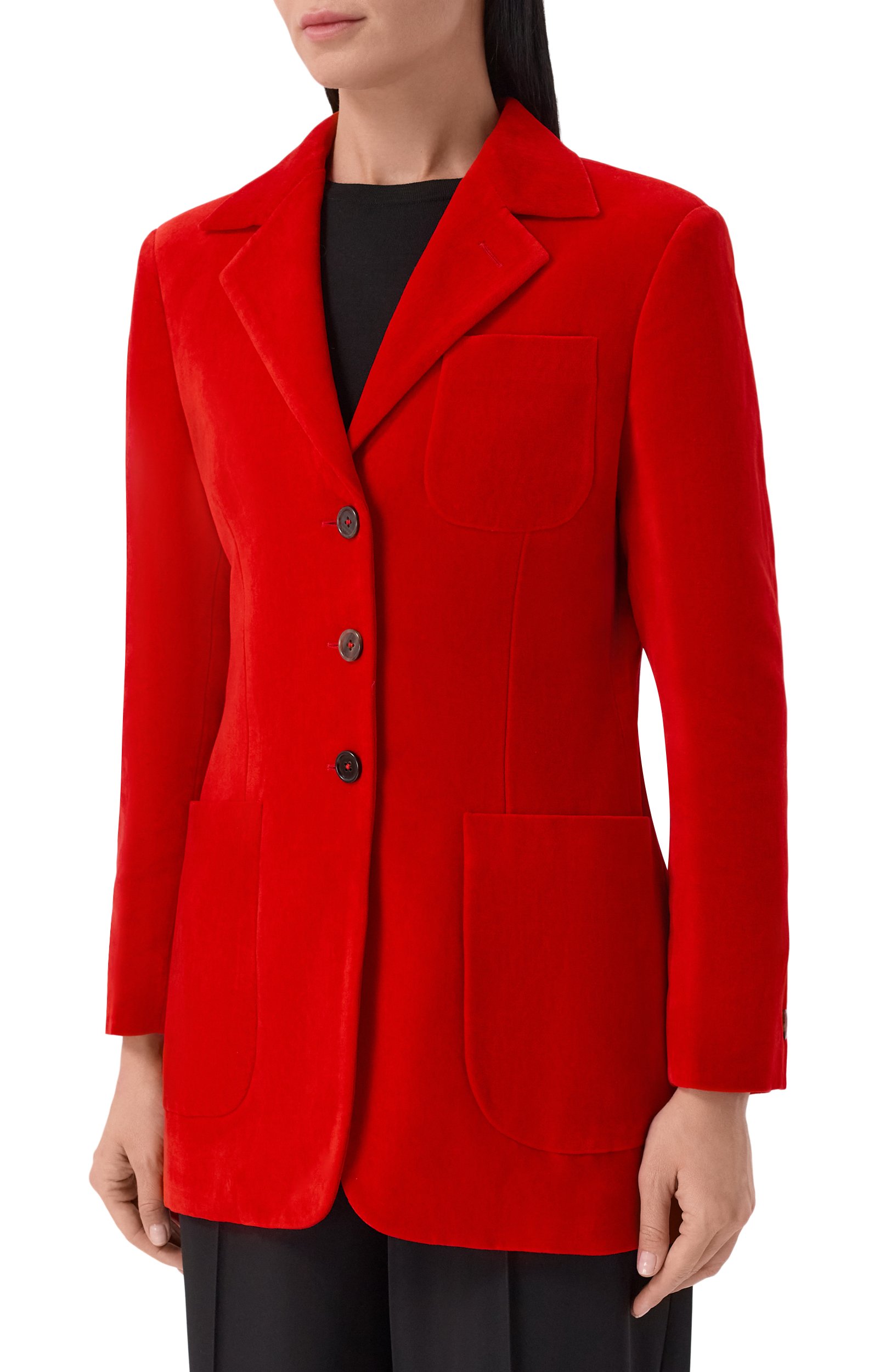 Бархатный жакет JIL SANDER красного цвета по цене 399000 руб., арт. J02BN0272/J45367, фото 3 Бархатный жакет JIL SANDER, арт. J02BN0272/J45367, фото 3