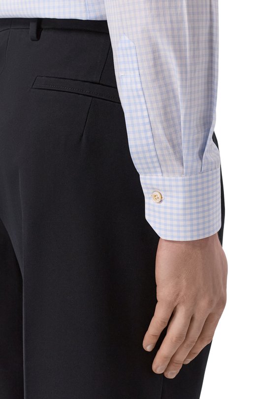 Хлопковая сорочка Kiton UCCH0948503 Голубой  UCCH0948503 Фото 5