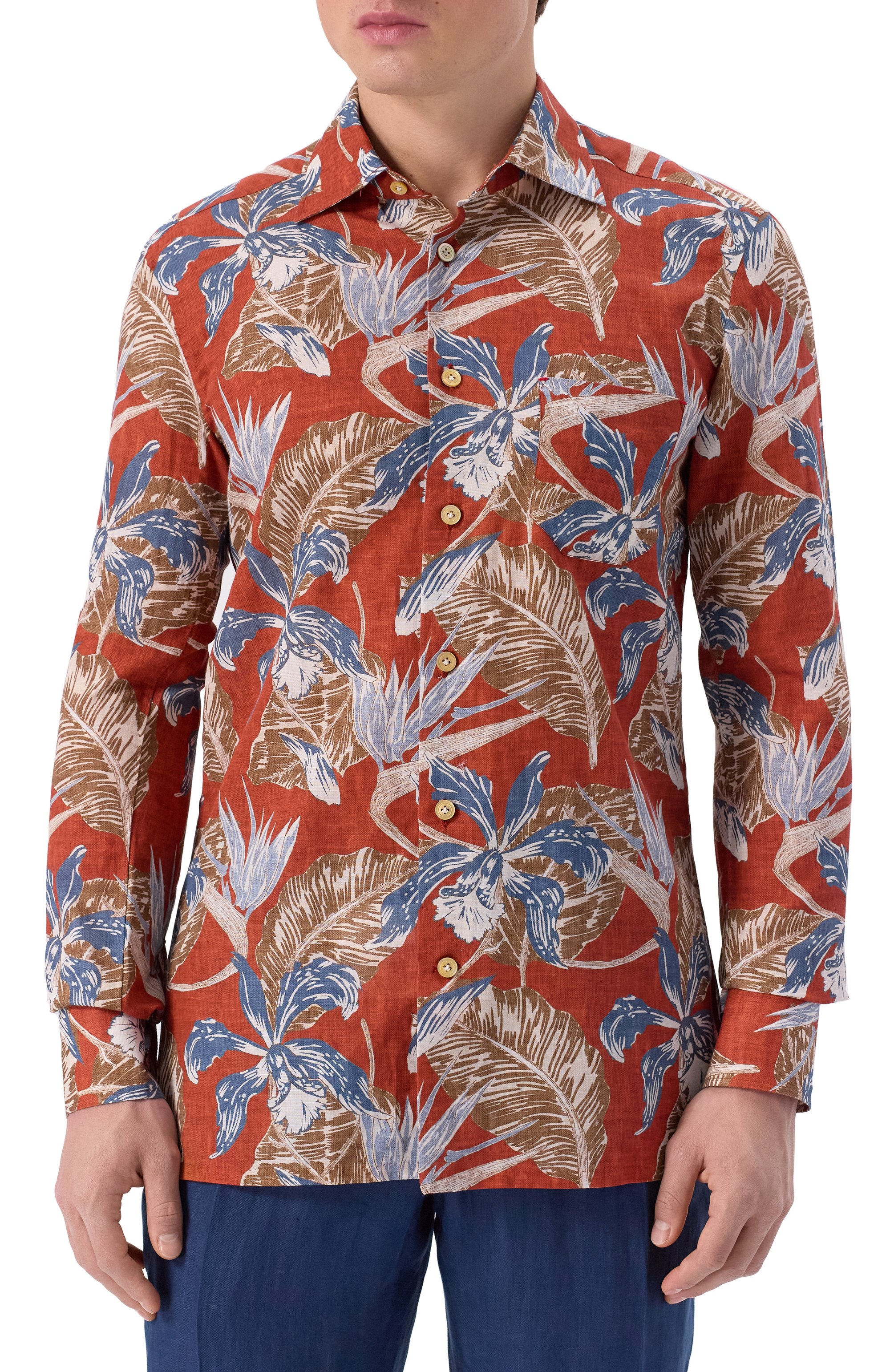 Рубашка из хлопка и льна KITON, арт. UMCNERH0928302, фото 3