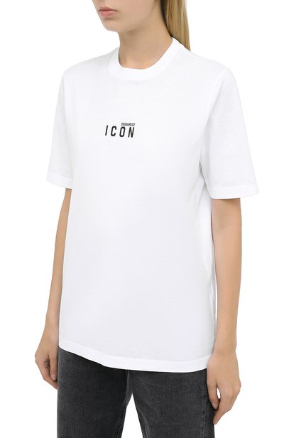 Хлопковая футболка DSQUARED2 белого цвета по цене 17900 руб., арт. S80GC0009/S23009, фото 3 Хлопковая футболка DSQUARED2, арт. S80GC0009/S23009, фото 3