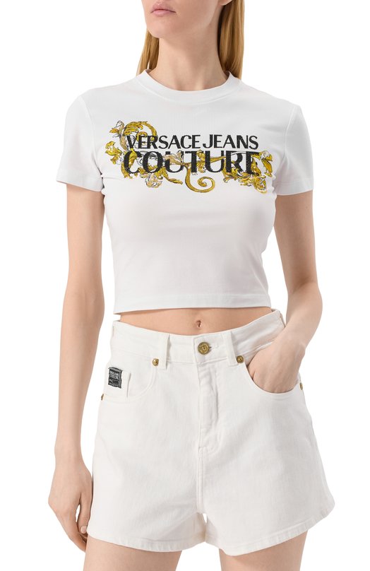 Хлопковая футболка Versace Jeans Couture 78HAHC05/CJ02C Белый  78HAHC05/CJ02C Фото 3