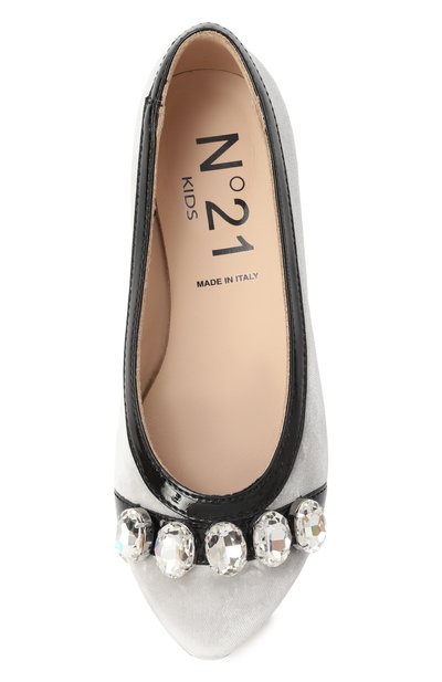 Бархатные балетки N21 серебряного цвета по цене 29950 руб., арт. 80906/28-35, фото 4 Бархатные балетки N21, арт. 80906/28-35, фото 4