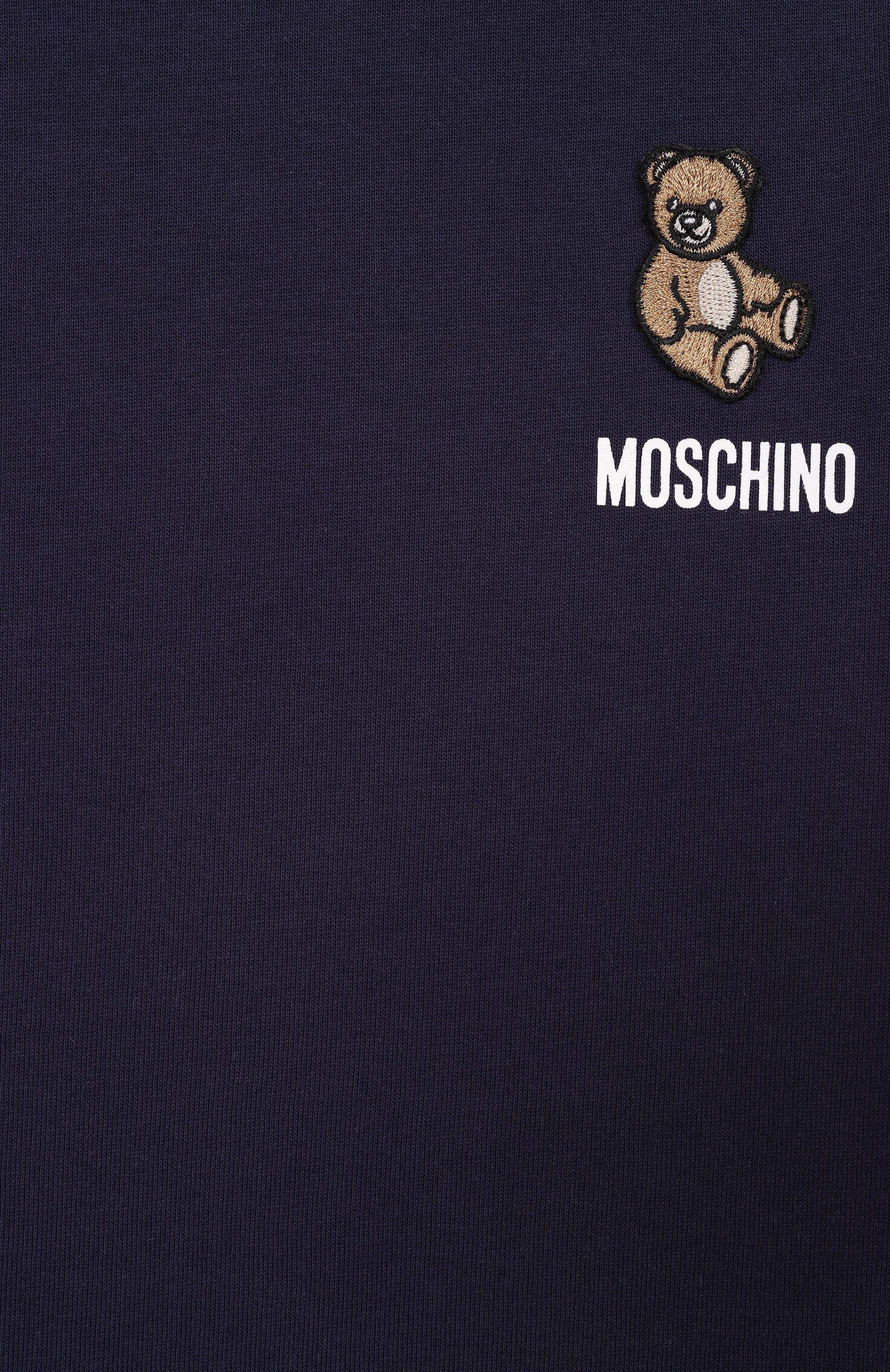 Хлопковая футболка MOSCHINO темно-синего цвета по цене 7580 руб., арт. MUM04V/LAA02, фото 3 Хлопковая футболка MOSCHINO, арт. MUM04V/LAA02, фото 3