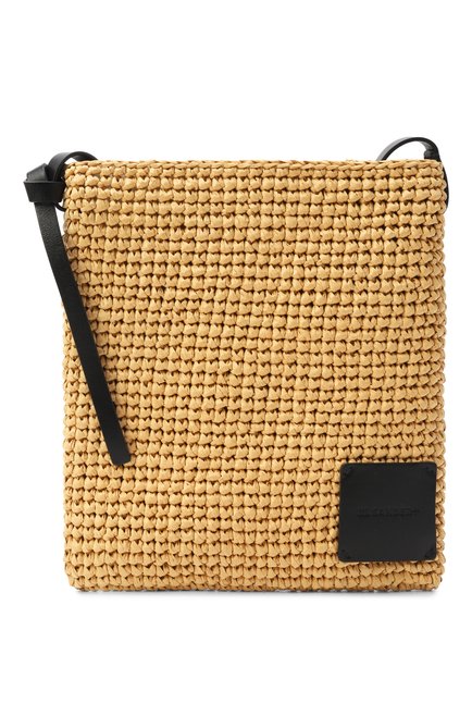 Женская сумка tangle j+ JIL SANDER бежевого цвета, арт. J42WG0033-P7347 | Фото 1 (Материал сплава: Проставлено; Материал: Растительное волокно; Ремень/цепочка: На ремешке; Драгоценные камни: Проставлено; Размер: medium)
