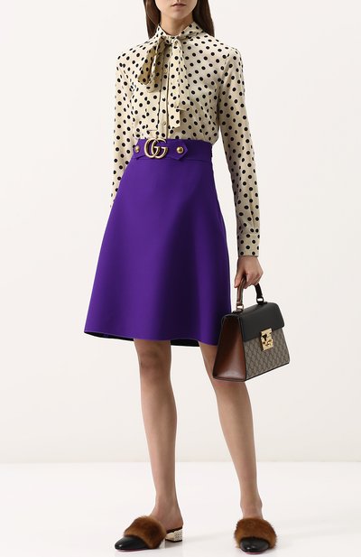 Кожаные мюли с отделкой из меха норки на декорированном каблуке GUCCI, арт. 502872/EYR40, фото 2