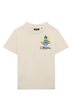 Детская хлопковая футболка SCOTCH AND SODA кремового цвета, арт. 170555-23-SSBM-D51 | Фото 1 (Материал внешний: Хлопок; Рукава: Короткие; Мальчики Кросс-КТ: Футболка-одежда; Нос: Не проставлено)