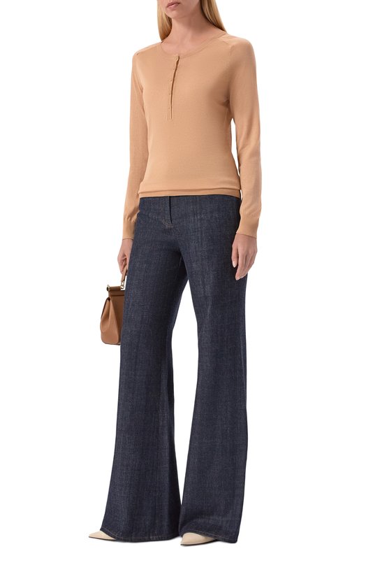 Хлопковый пуловер Elie Saab T0268/CK017 Бежевый  T0268/CK017 Фото 2