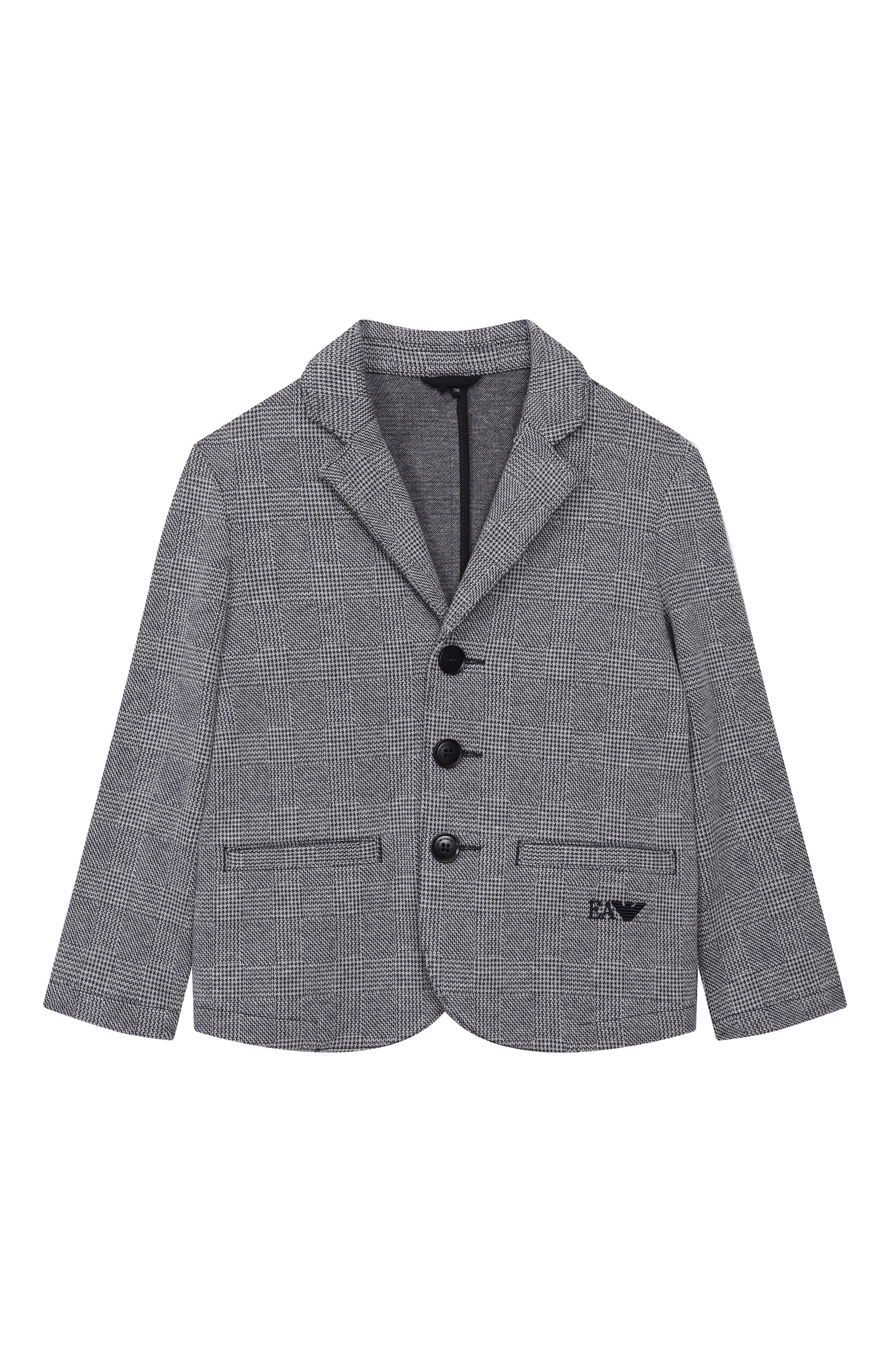 Пиджак из вискозы и хлопка EMPORIO ARMANI серого цвета по цене 51100 руб., арт. EB000616/AF16695, фото 1 Пиджак из вискозы и хлопка EMPORIO ARMANI, арт. EB000616/AF16695, фото 1