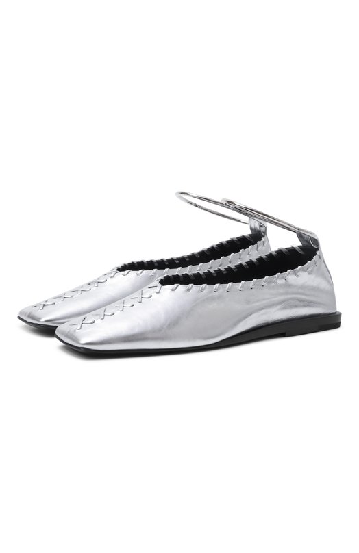 Кожаные балетки Ring Jil Sander J15WZ0009/P4836 Серебряный J15WZ0009/P4836