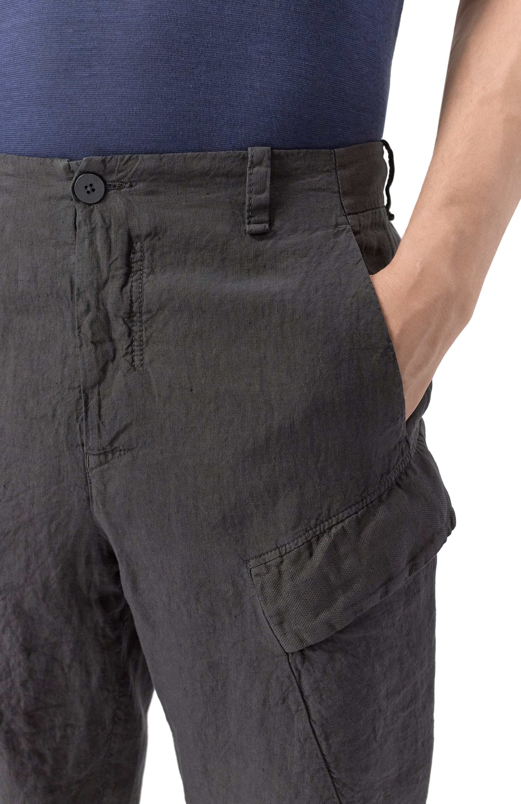 Льняные шорты TRANSIT темно-серого цвета по цене 38450 руб., арт. CFUTRZD133, фото 5 Льняные шорты TRANSIT, арт. CFUTRZD133, фото 5