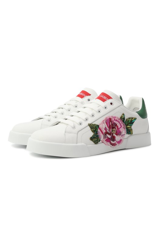 Кожаные кеды Portofino Dolce & Gabbana CK2318/A6H61 Белый CK2318/A6H61