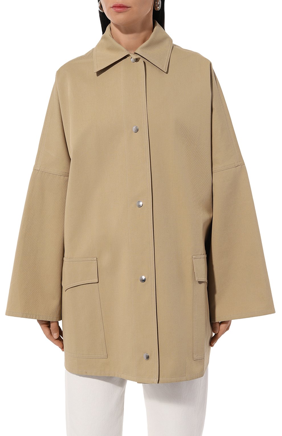 Хлопковая куртка TOTEME бежевого цвета по цене 69950 руб., арт. 241-WR01050-FB0103, фото 3 Хлопковая куртка TOTEME, арт. 241-WR01050-FB0103, фото 3