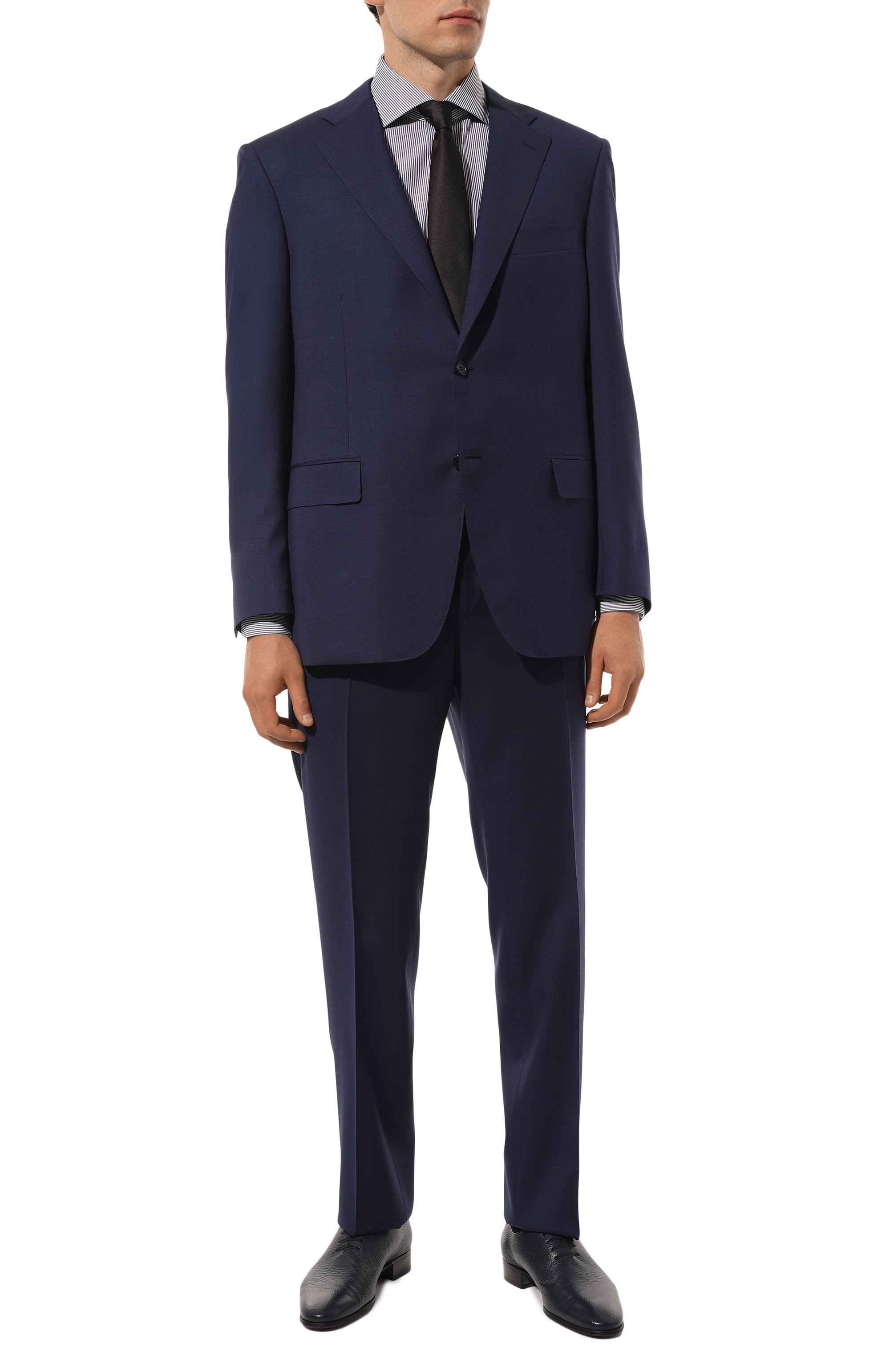 Хлопковая сорочка ZEGNA темно-синего цвета по цене 57750 руб., арт. 701012A7/9MS0BA, фото 2 Хлопковая сорочка ZEGNA, арт. 701012A7/9MS0BA, фото 2