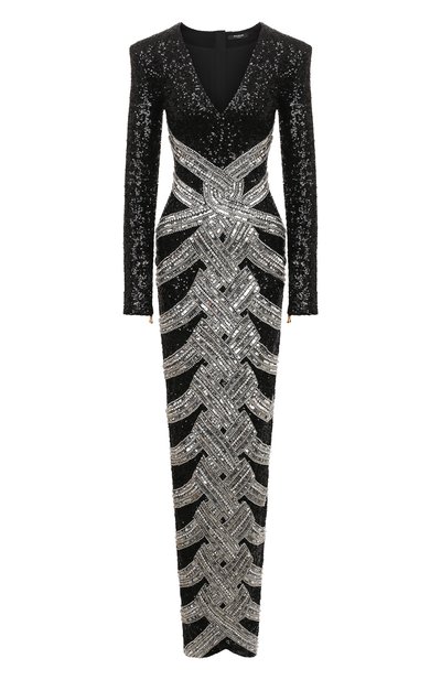 Женское платье с отделкой пайетками BALMAIN, арт. AF0RR181PB82