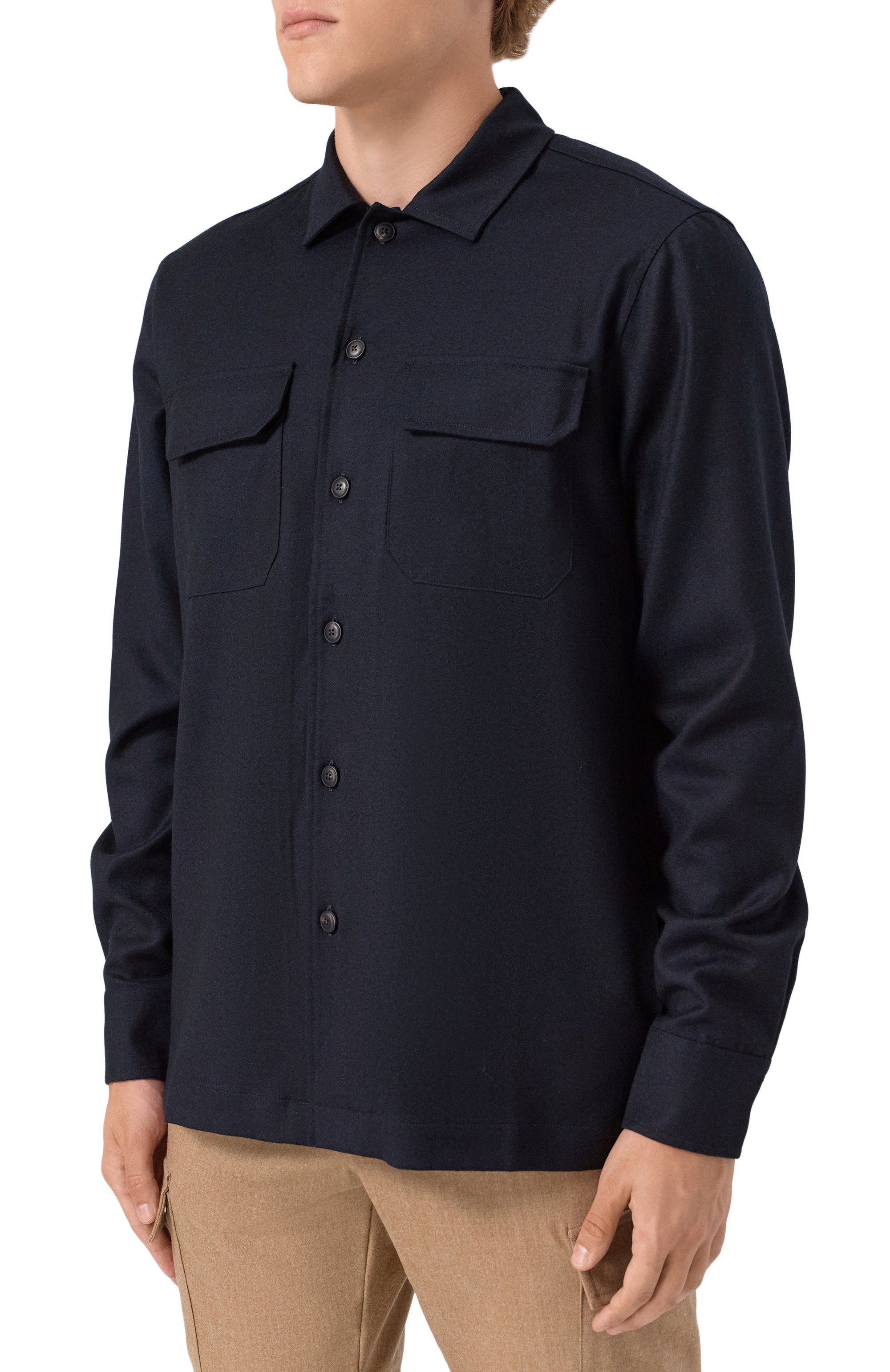 Шерстяная рубашка CAPOBIANCO темно-синего цвета по цене 67550 руб., арт. 19M501.FL00., фото 3 Шерстяная рубашка CAPOBIANCO, арт. 19M501.FL00., фото 3