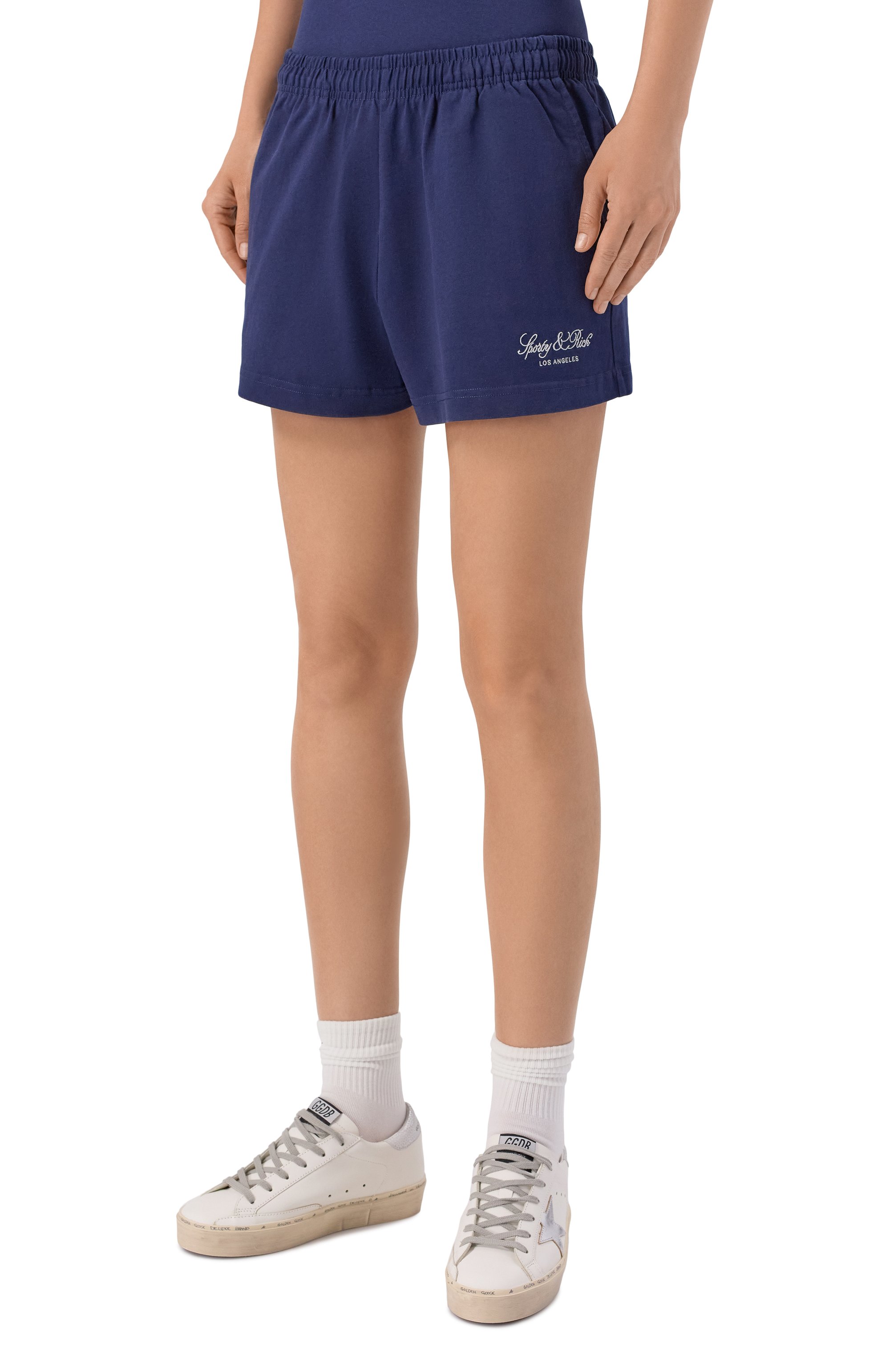 Хлопковые шорты SPORTY AND RICH темно-синего цвета по цене 17150 руб., арт. SH03776269BL106, фото 3 Хлопковые шорты SPORTY AND RICH, арт. SH03776269BL106, фото 3