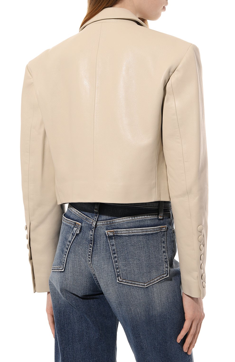 Кожаный жакет JACOB LEE кремового цвета по цене 205540 руб., арт. WLB016123MB, фото 4 Кожаный жакет JACOB LEE, арт. WLB016123MB, фото 4