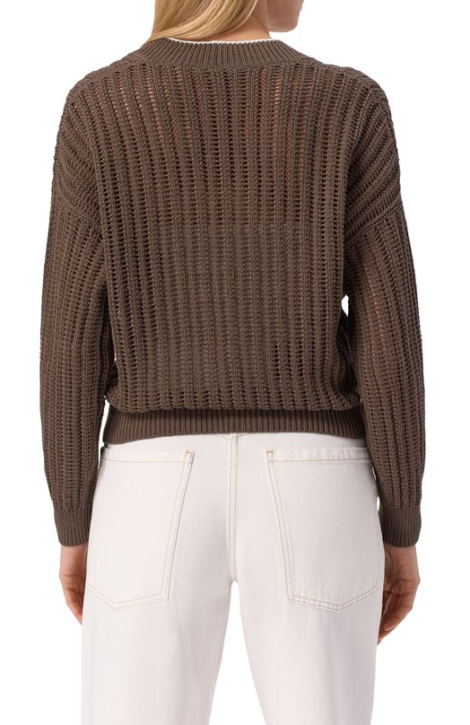 Хлопковый кардиган Brunello Cucinelli MSB582016 Коричневый  MSB582016 Фото 4