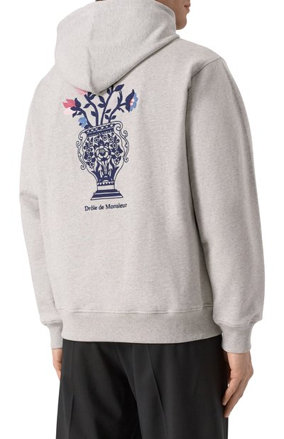 Хлопковое худи DROLE DE MONSIEUR серого цвета по цене 32800 руб., арт. E-H0171-C0127-GY, фото 4 Хлопковое худи DROLE DE MONSIEUR, арт. E-H0171-C0127-GY, фото 4
