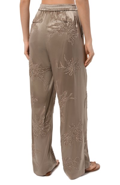 Шелковые брюки BRUNELLO CUCINELLI бежевого цвета по цене 410000 руб., арт. M0C59SY799, фото 4 Шелковые брюки BRUNELLO CUCINELLI, арт. M0C59SY799, фото 4