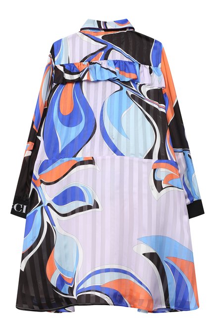 Детское платье EMILIO PUCCI разноцветного цвета, арт. 9N1110/ND470/10-14 | Фото 2 (Рукава: Длинные; Материал подклада: Купро; Случай: Повседневный; Девочки Кросс-КТ: Платье-одежда; Материал внешний: Виск�оза; Региональные ограничения белый список (Axapta Mercury): RU; Ростовка одежда: 10 - 11 лет | 140 - 146см, 12 лет | 152 см, 13 - 15 лет | 158 см)