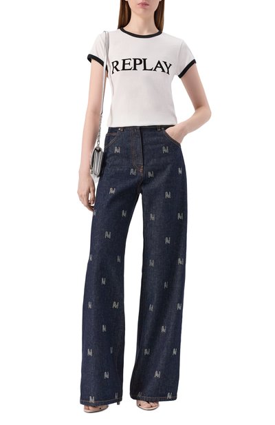 Джинсы с отделкой стразами MSGM синего цвета по цене 52400 руб., арт. 3941MDP240X/257756, фото 2 Джинсы с отделкой стразами MSGM, арт. 3941MDP240X/257756, фото 2