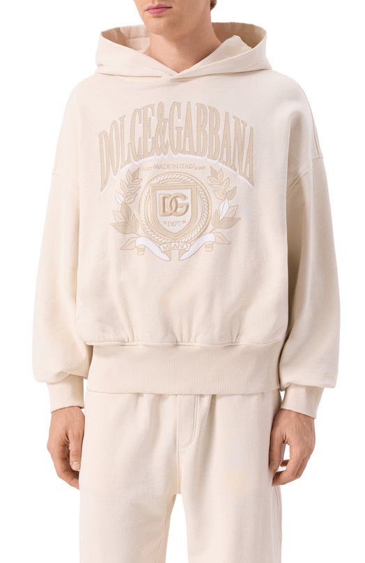 Хлопковое худи Dolce & Gabbana G9BJGZ/G702J Кремовый  G9BJGZ/G702J Фото 3