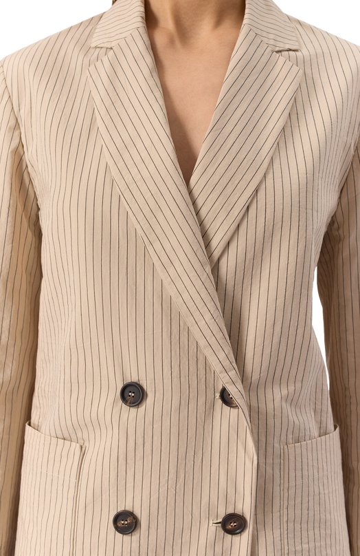 Хлопковый жакет Brunello Cucinelli MH7822468P Бежевый  MH7822468P Фото 5