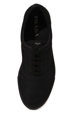 Мужские кеды PRADA черного цвета, арт. 2EG326-W08-F0002 | Фото 6 (Стили: Классический; Подошва: Плоская; Материал внешний: Текстиль; Материал утеплителя: Без утеплителя; Материал сплава: Проставлено; Драгоценные камни: Проставлено; Кросс-КТ: Низкие)
