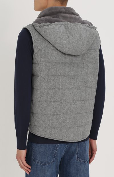 Утепленный кашемировый жилет на молнии с меховой отделкой воротника LORO PIANA, арт. FAG5100, фото 5