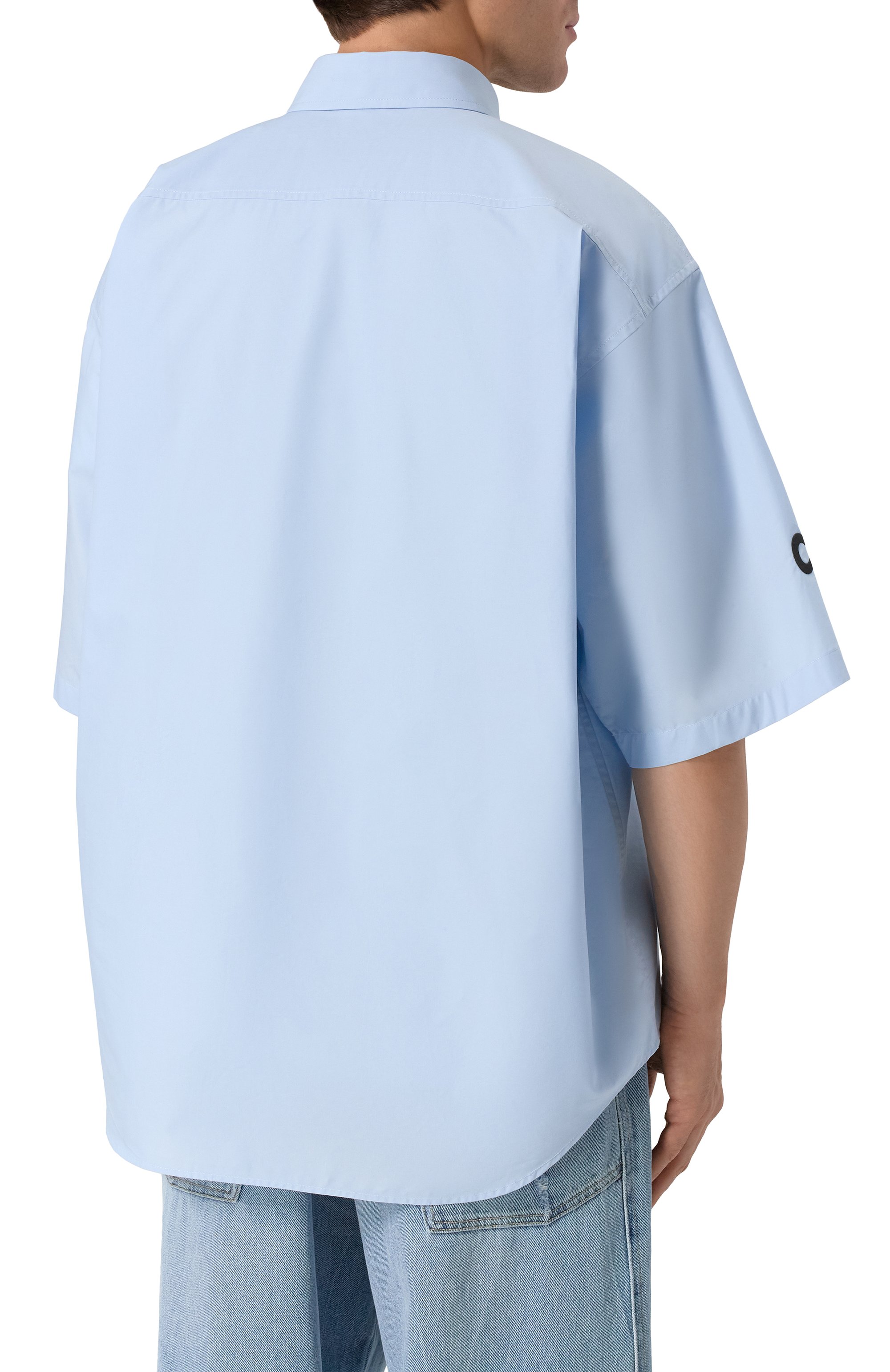 Хлопковая рубашка BALENCIAGA голубого цвета по цене 134500 руб., арт. 839187/TNM60, фото 4 Хлопковая рубашка BALENCIAGA, арт. 839187/TNM60, фото 4