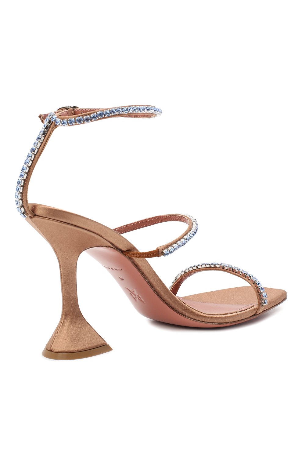 Текстильные босоножки gilda AMINA MUADDI, арт. GILDASANDALFAB/SATIN/NUDE + LIGHT SAPPHIRE CRYSTAL, фото 4